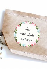 50 Sticker "Lass unsere Liebe wachsen!" Weiße Hochzeit