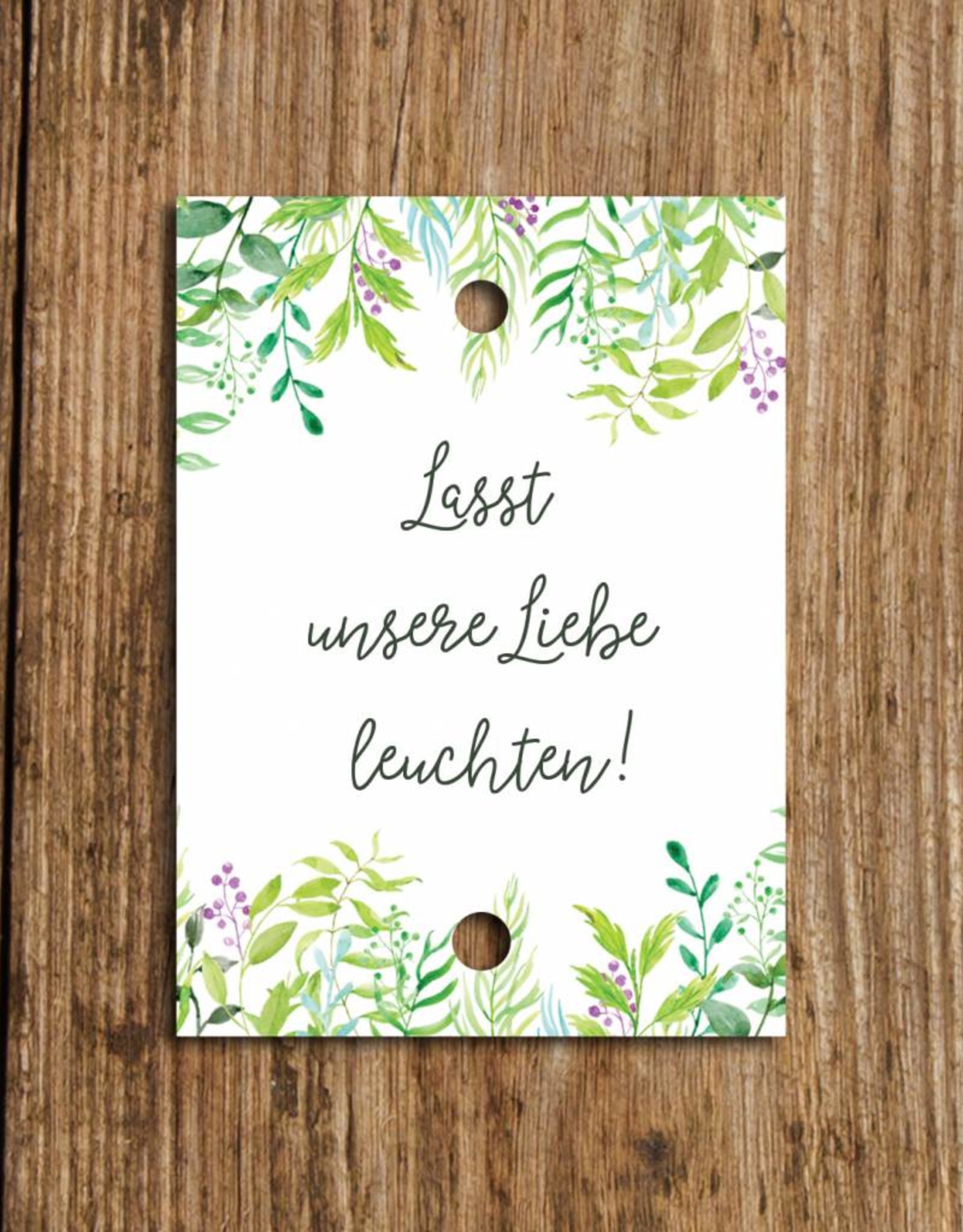 50 Schilder für Knicklichter "Grüne Hochzeit"