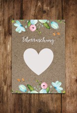 5 x Rubbelkarten "Überraschung Blumen"  VINTAGE BRAUN