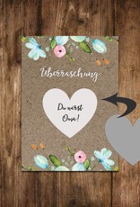 5 x Rubbelkarten "Überraschung Blumen"  VINTAGE BRAUN
