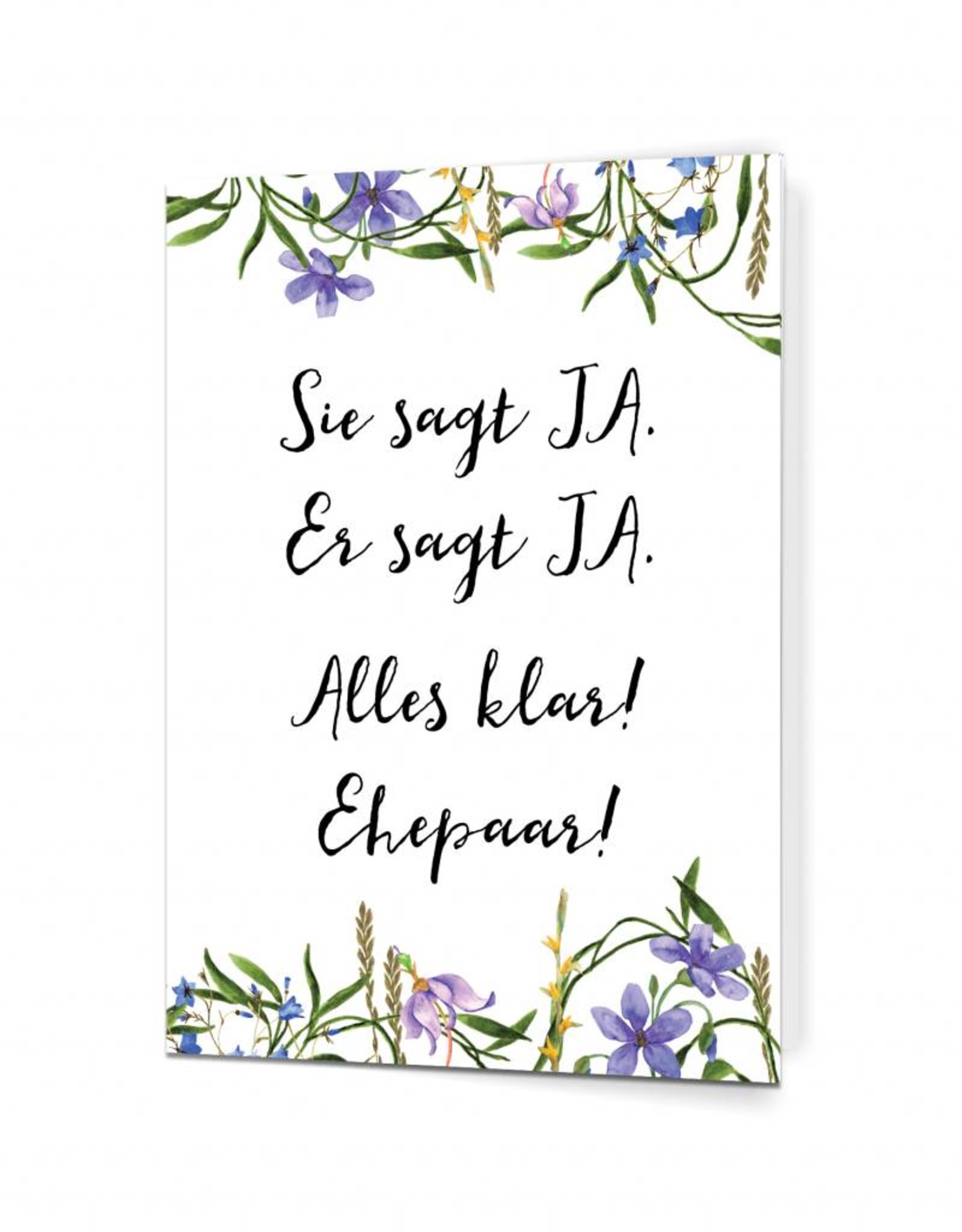 Glückwunschkarte Hochzeit "Sie sagt JA. Er sagt JA." BLAU