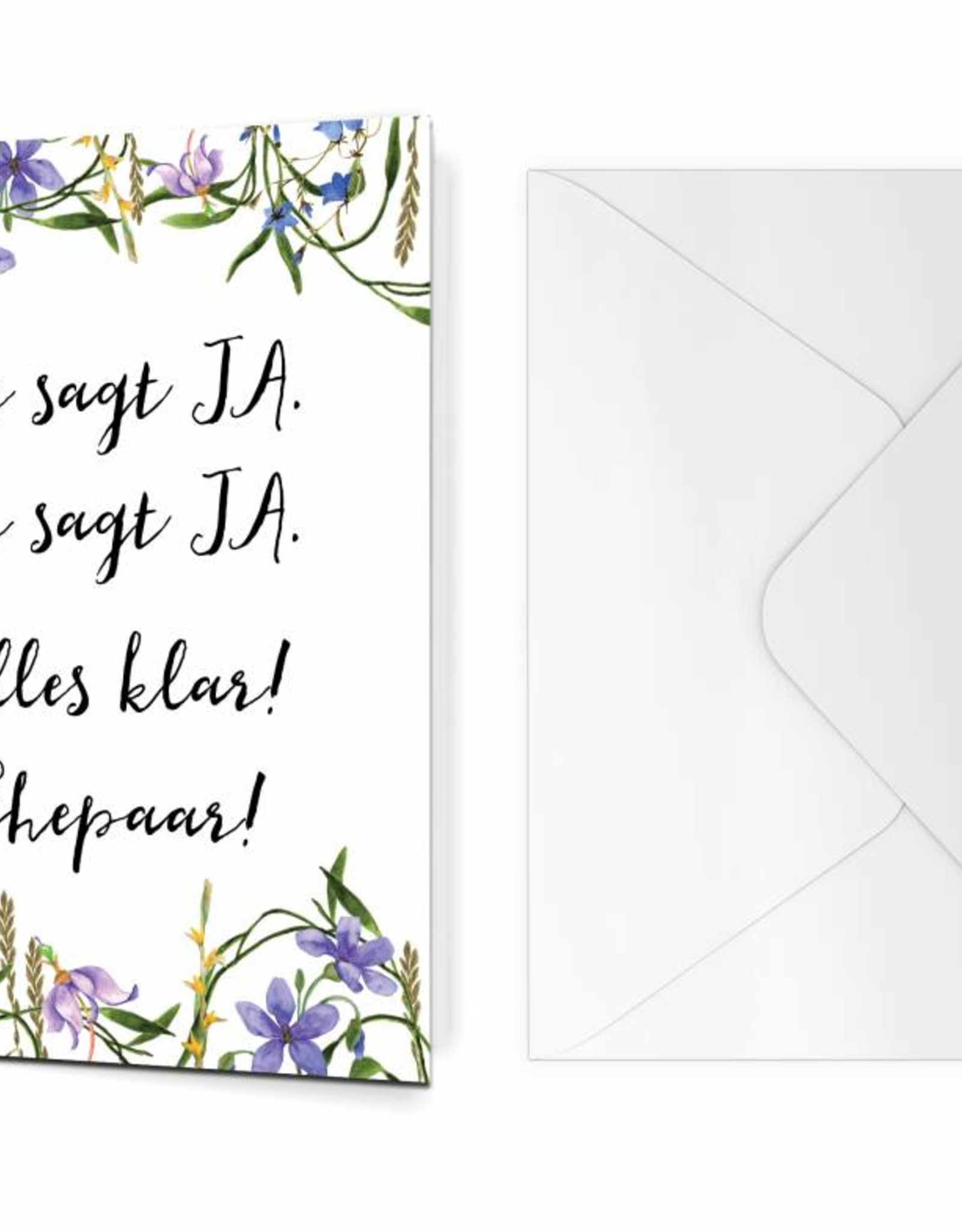 Glückwunschkarte Hochzeit "Sie sagt JA. Er sagt JA." BLAU