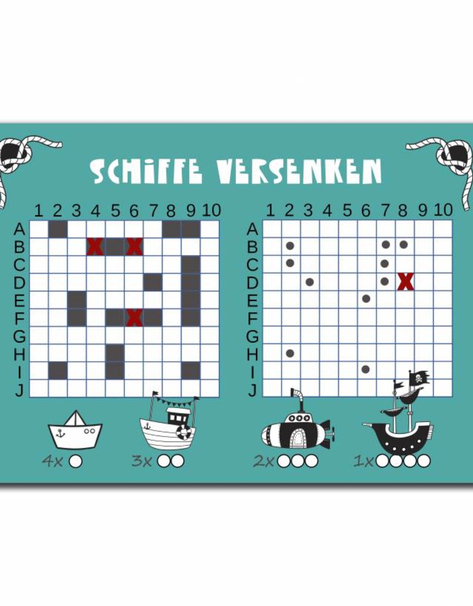 Schiffe versenken Reisespiel 2 Blöcke DN A5