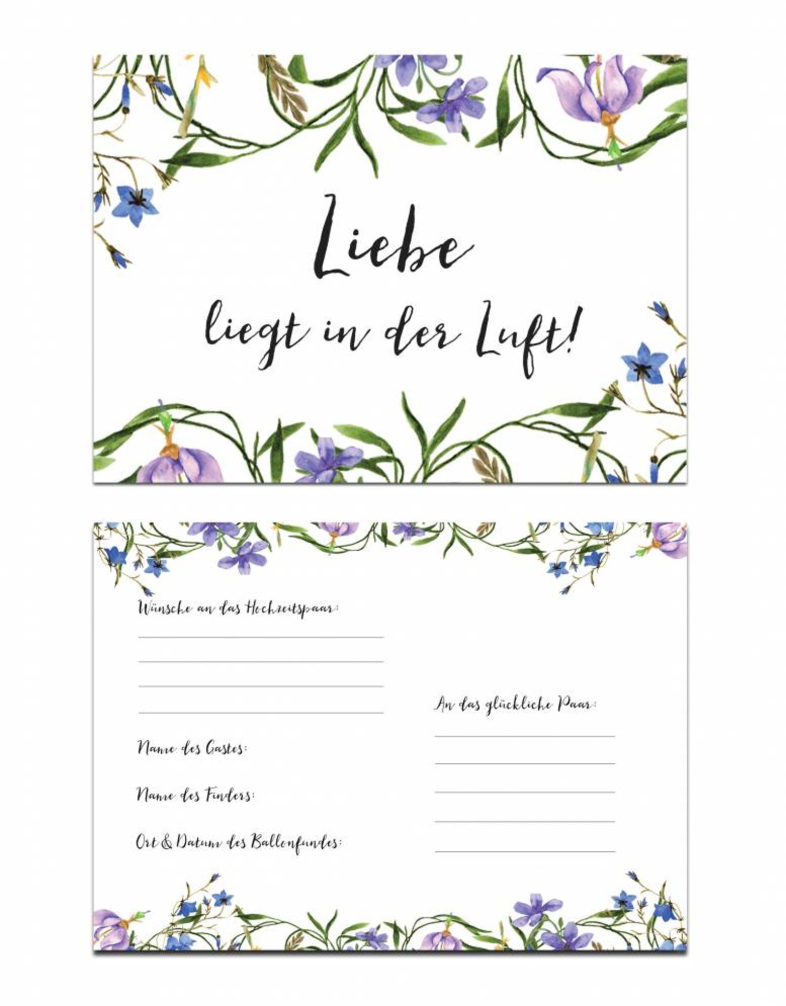 Ballonflugkarten für die Hochzeit