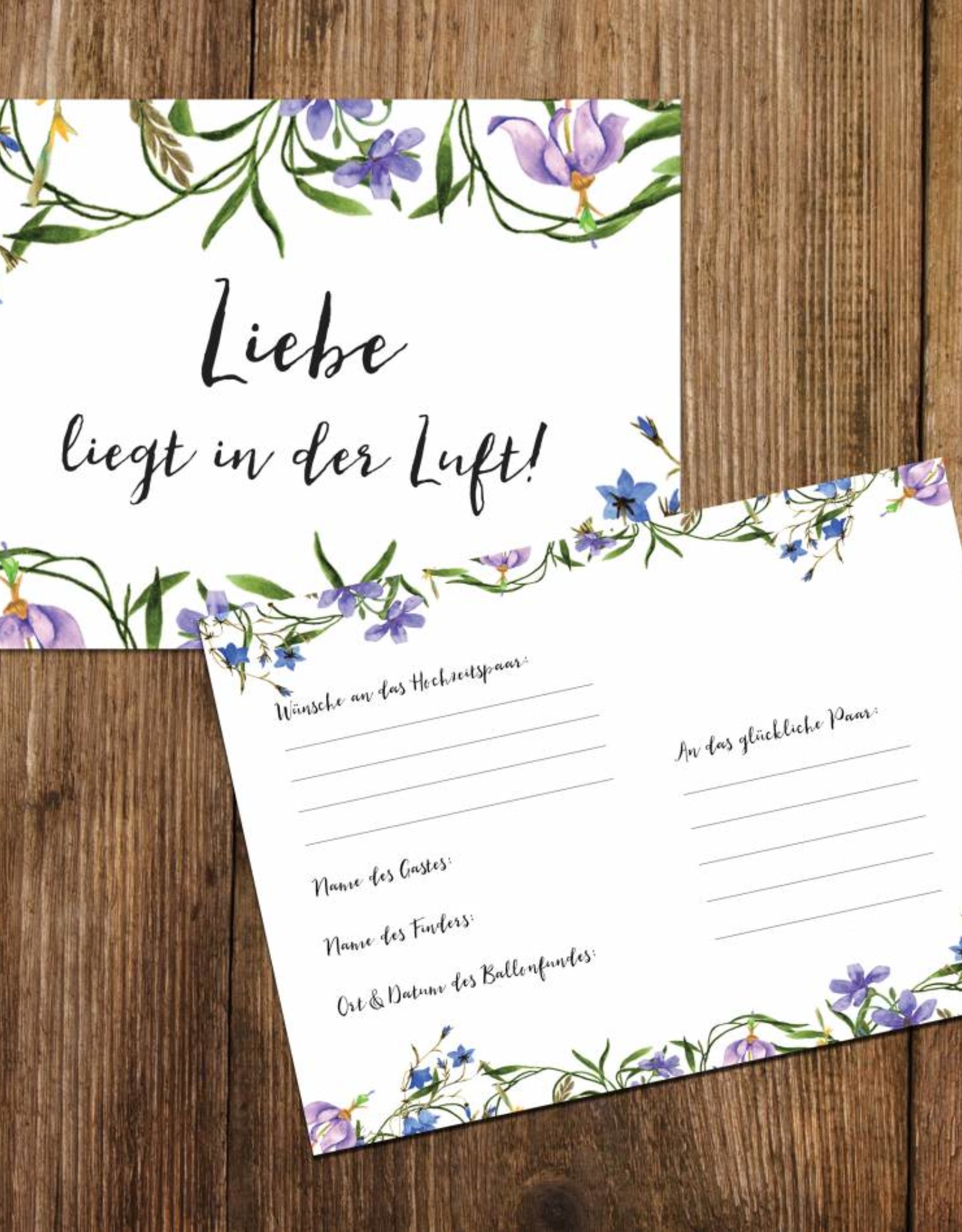 Ballonflugkarten für die Hochzeit