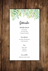 0 Menükarten zum Bedrucken "Grüne Hochzeit" Getränkekarte Hochzeit