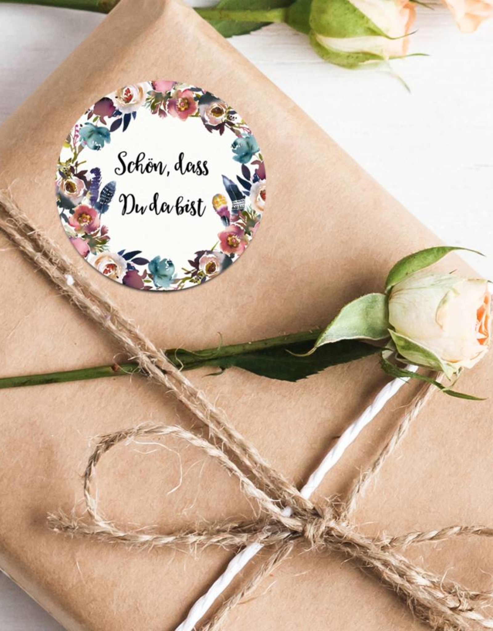 50 Sticker "Schön, dass Du da bist!" Boho Hochzeit