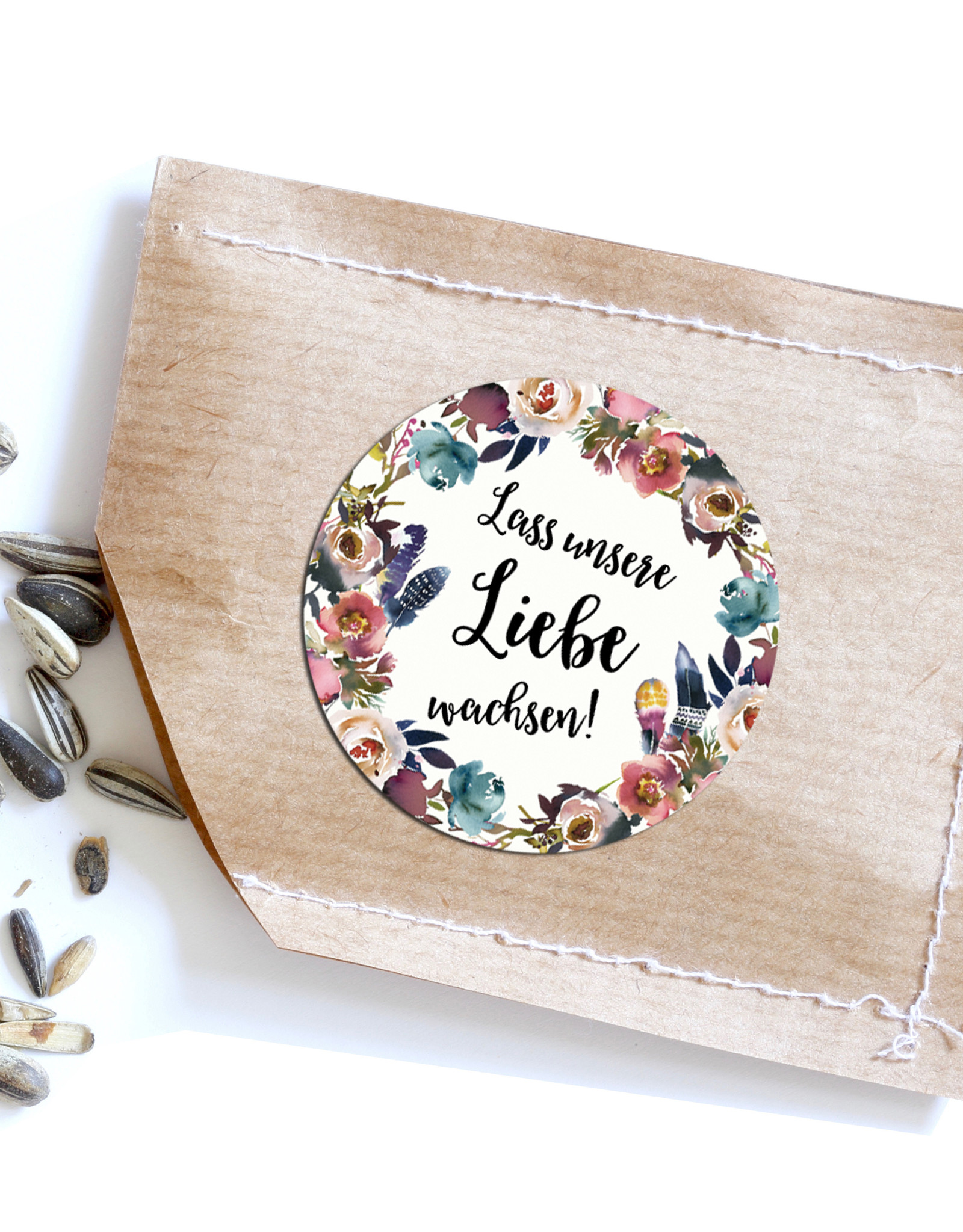 50 Sticker "Lass unsere Liebe wachsen!" BOHO Hochzeit