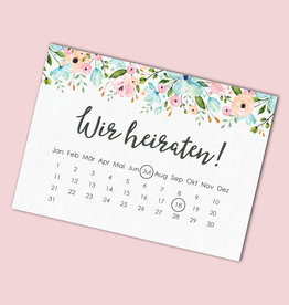 Save the date Karten "Weiße Hochzeit Kalender" 50 Stück