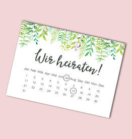 Save the date Karten "Grüne Hochzeit Kalender" 50 Stück