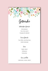 0 Menükarten zum Bedrucken"Weiße Hochzeit" Getränkekarte Hochzeit