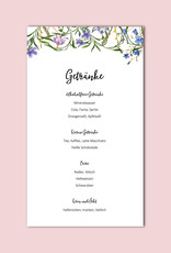 10 Menükarten zum Bedrucken "Blaue Hochzeit" Getränkekarte Hochzeit