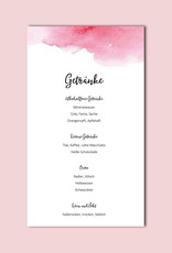 0 Menükarten zum Bedrucken "Aquarell Hochzeit" Getränkekarte Hochzeit