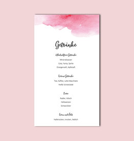 10 Menükarten zum Bedrucken "Aquarell Hochzeit"