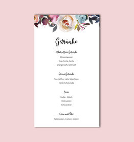 10 Menükarten zum Bedrucken "BOHO Hochzeit"