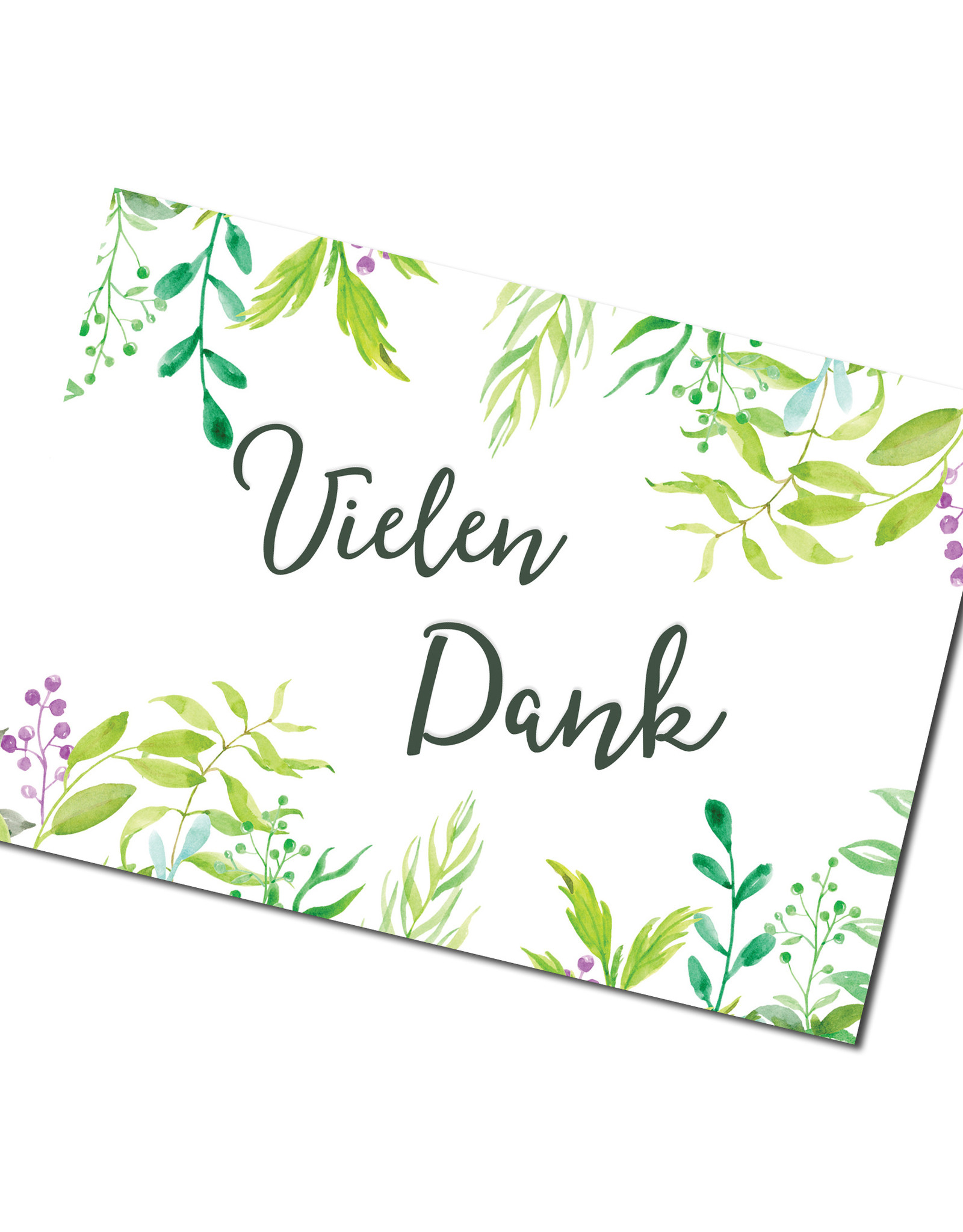 Postkarte "Vielen Dank" Grüne Hochzeit