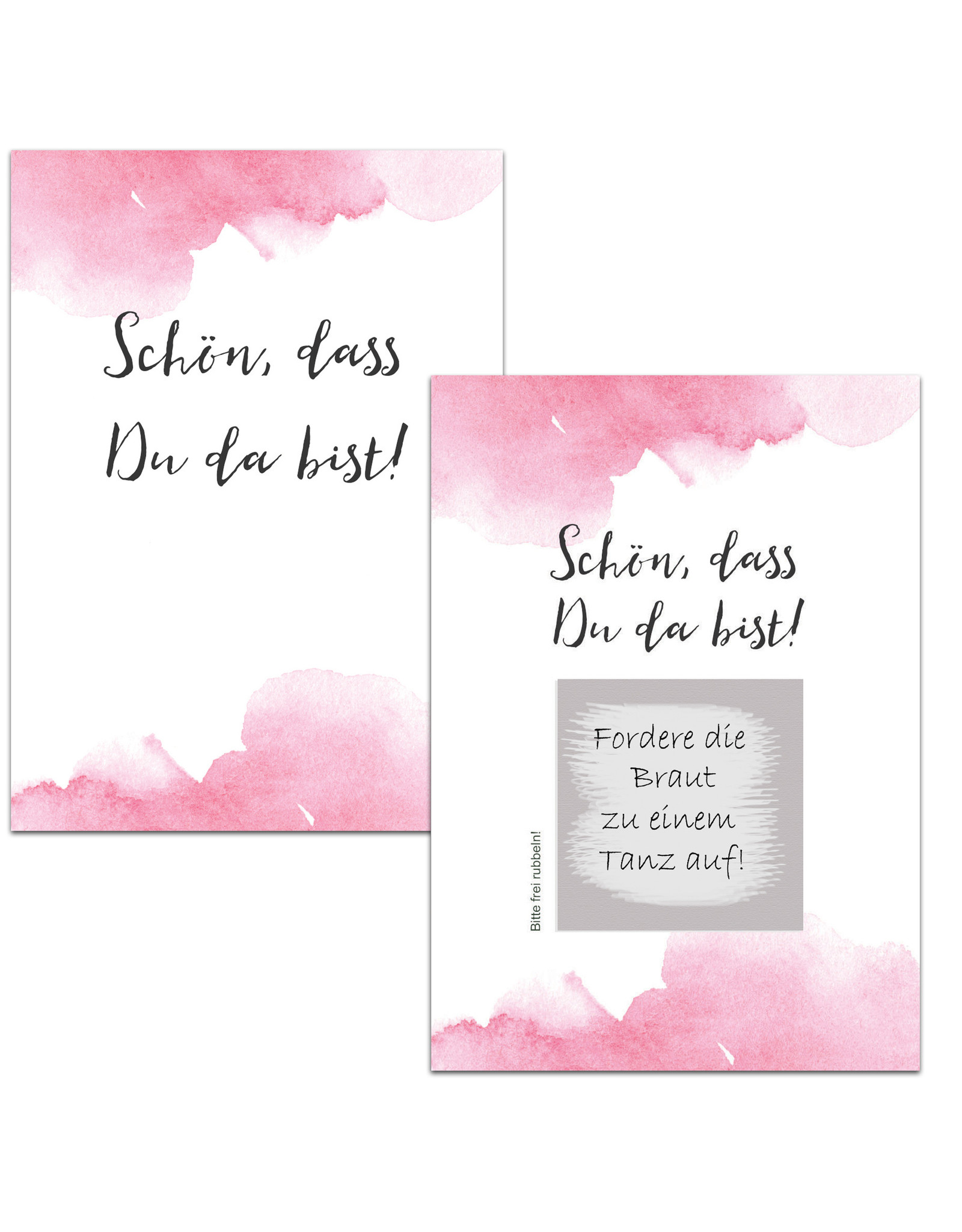Rubbelkarten als Gastgeschenk bei der Hochzeit, Aquarell Hochzeit