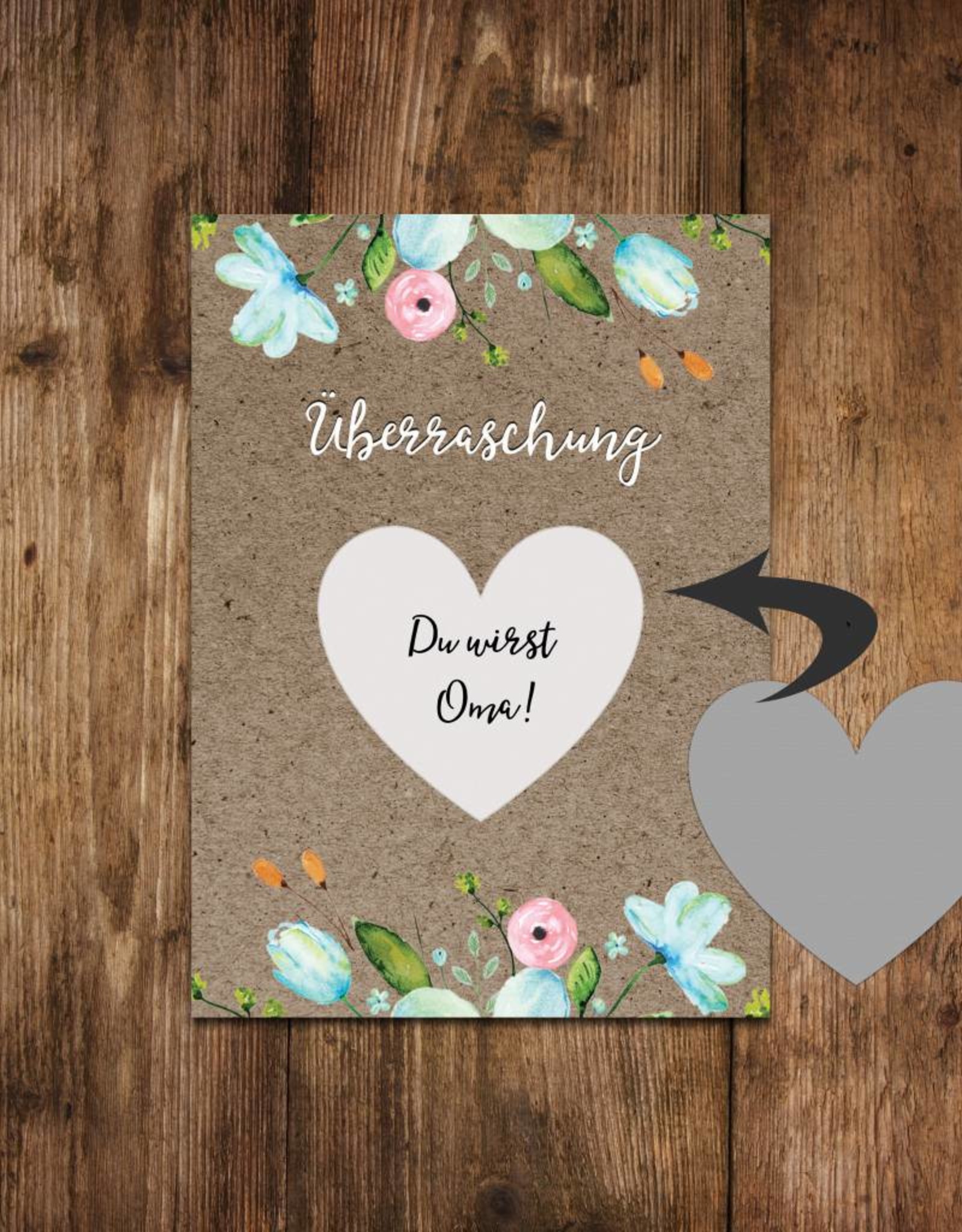 5 x Rubbelkarten "Überraschung Blumen"  VINTAGE BRAUN