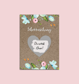 5 x Rubbelkarten "Überraschung Blumen" VINTAGE BRAUN