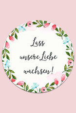 50 Sticker "Lass unsere Liebe wachsen!" Weiße Hochzeit