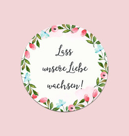 50 Sticker "Lass unsere Liebe wachsen!" Weiße Hochzeit