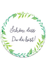 50 Sticker "Schön, dass Du da bist!" Grüne Hochzeit