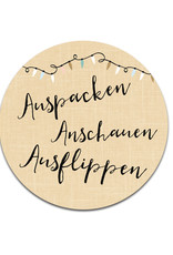 25 Sticker "Auspacken, Anschauen, Ausflippen"