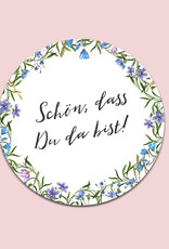 50 Sticker "Schön, dass Du da bist!" Blaue Hochzeit