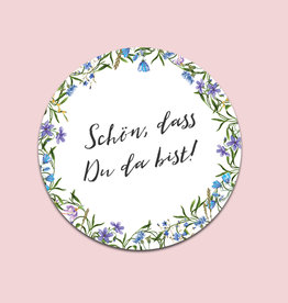 50 Sticker "Schön, dass Du da bist!" Blaue Hochzeit