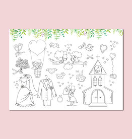 10 x Platzset zum Ausmalen "grüne Hochzeit"