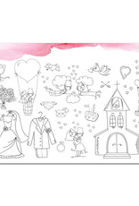 10 x Platzset zum Ausmalen "Aquarell rosa"