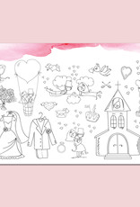 10 x Platzset zum Ausmalen "Aquarell rosa"