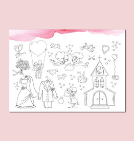 10 x Platzset zum Ausmalen "Aquarell rosa"