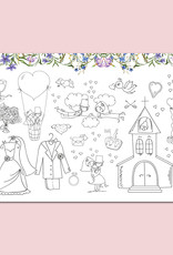 10 x Platzset zum Ausmalen "Blaue Hochzeit"