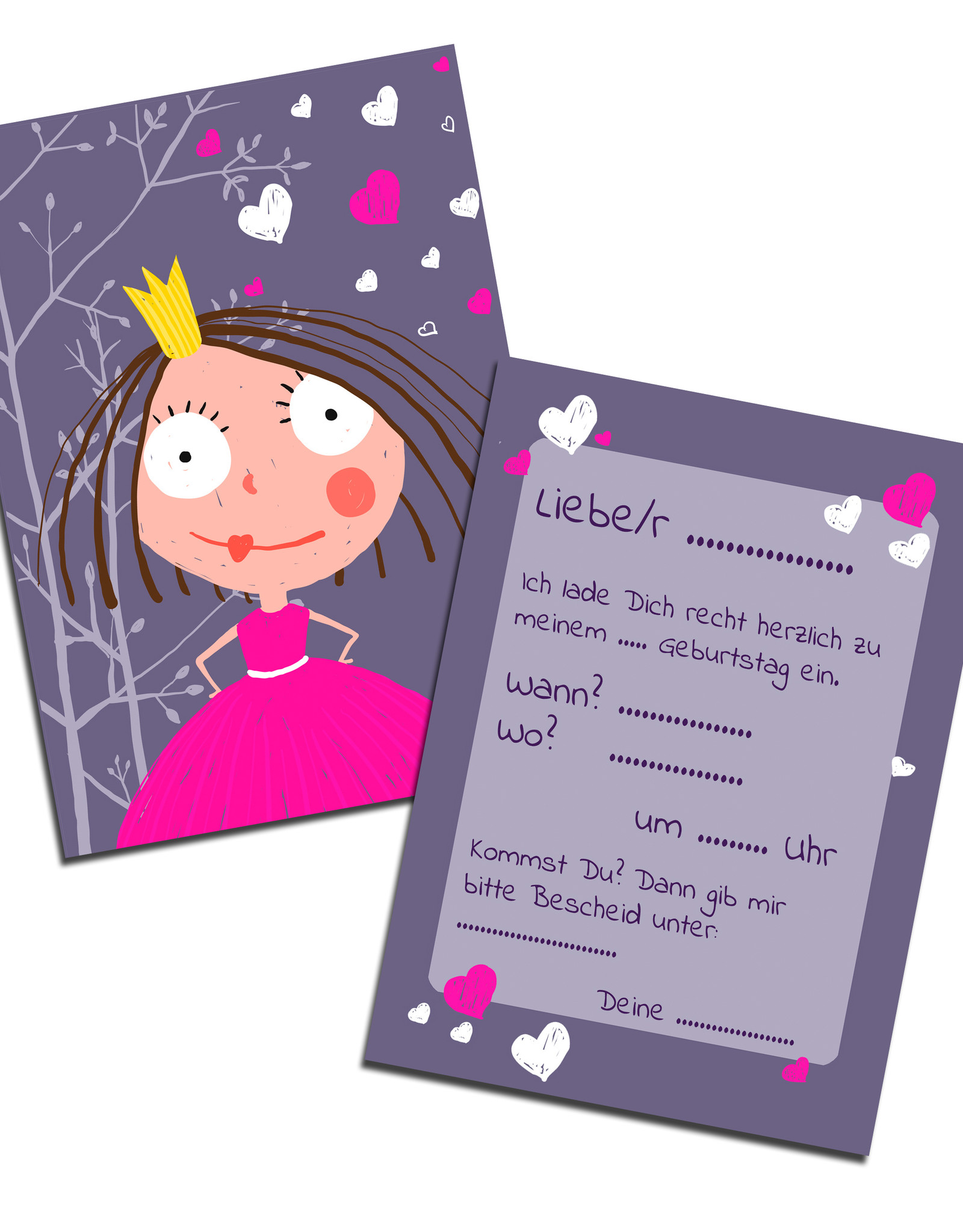 Einladungskarte Kindergeburtstag  "Prinzessin"
