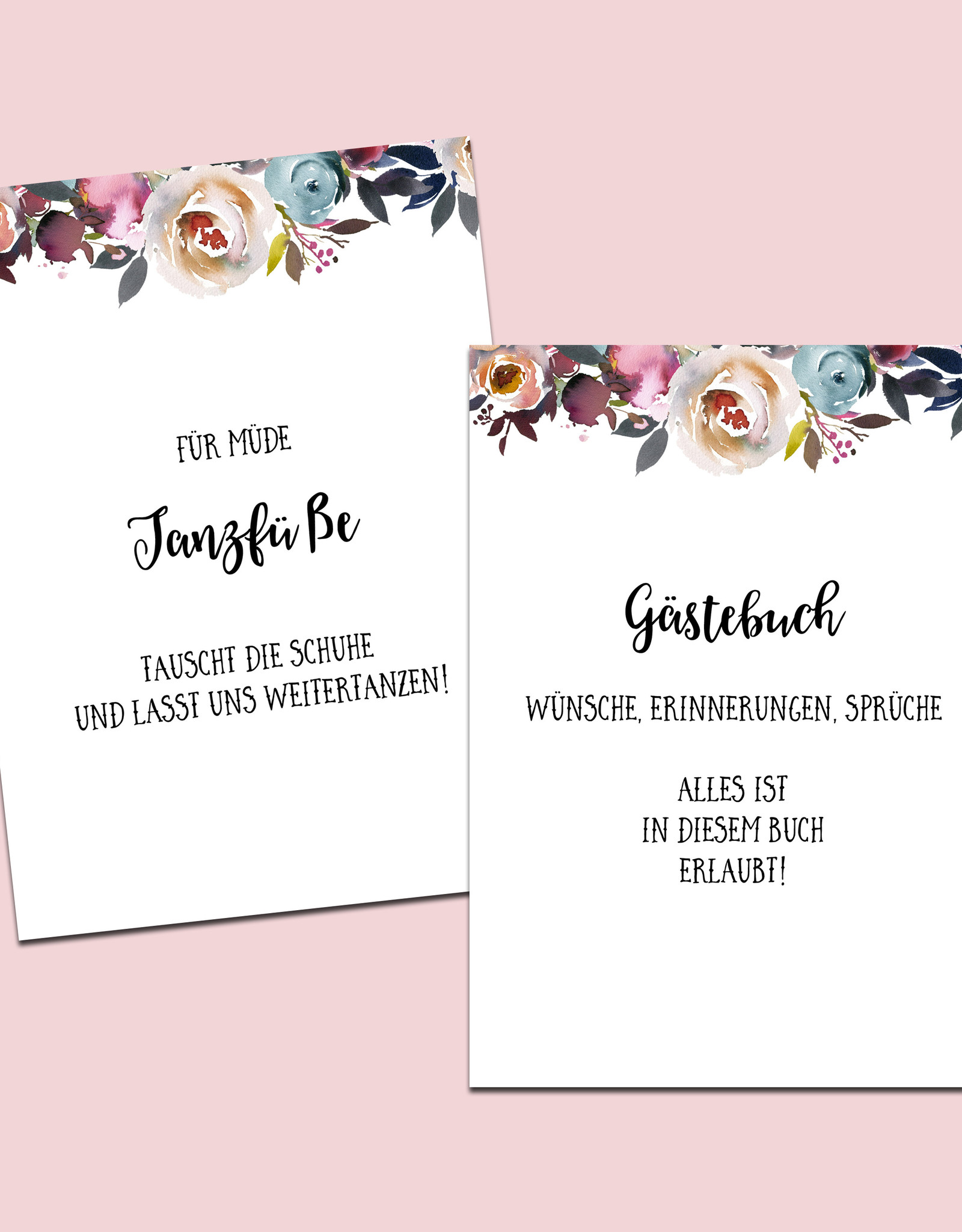 Schild Hochzeit 8er Set, Hochzeitsschilder BOHO