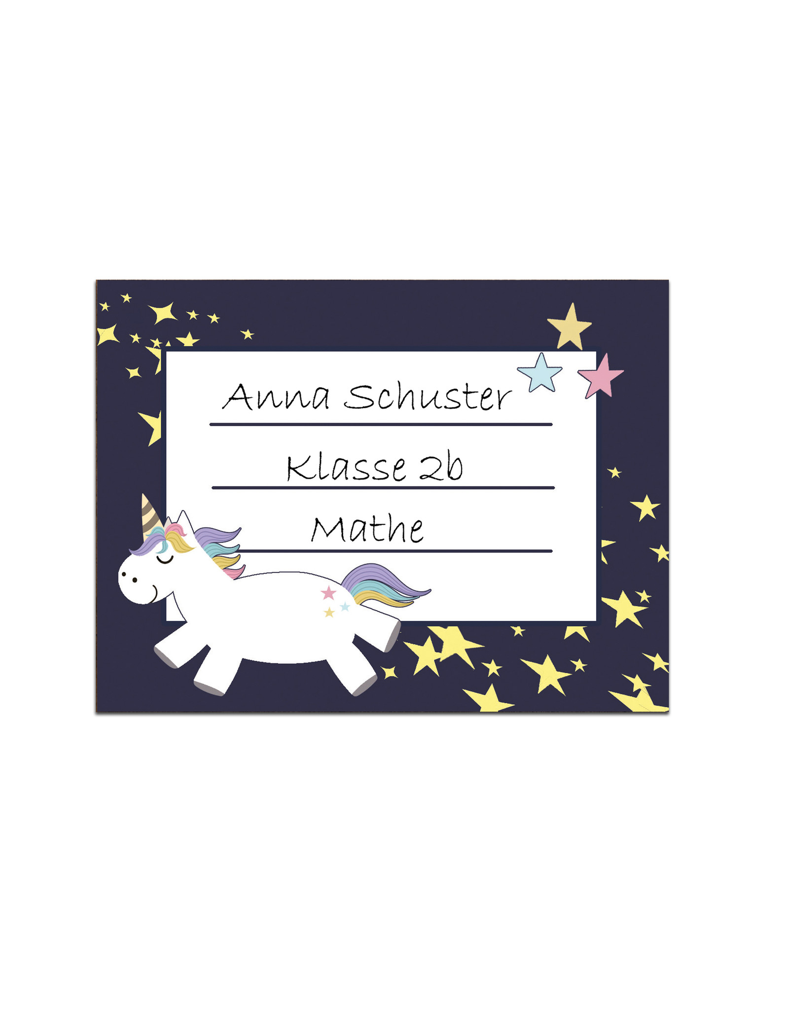 Buchetiketten 20 Stück Einhorn, Namensaufkleber Schule