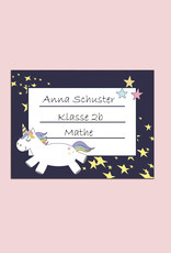 Buchetiketten 20 Stück Einhorn, Namensaufkleber Schule