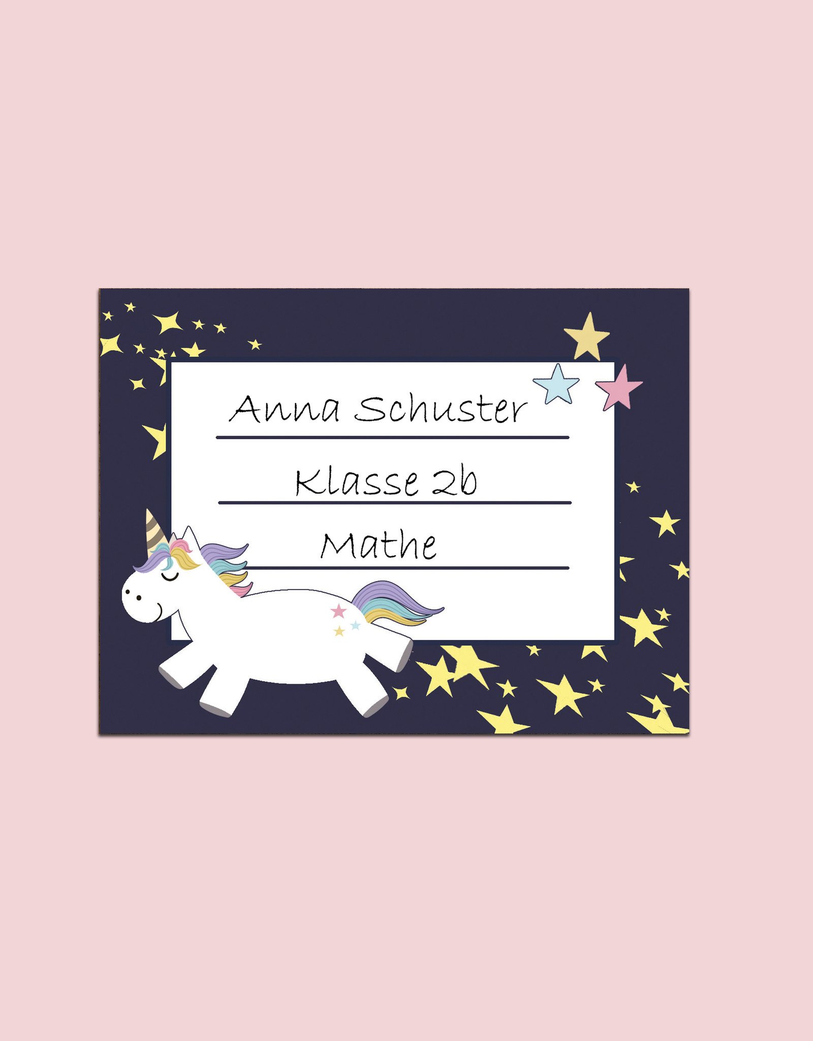 Buchetiketten 20 Stück Einhorn, Namensaufkleber Schule