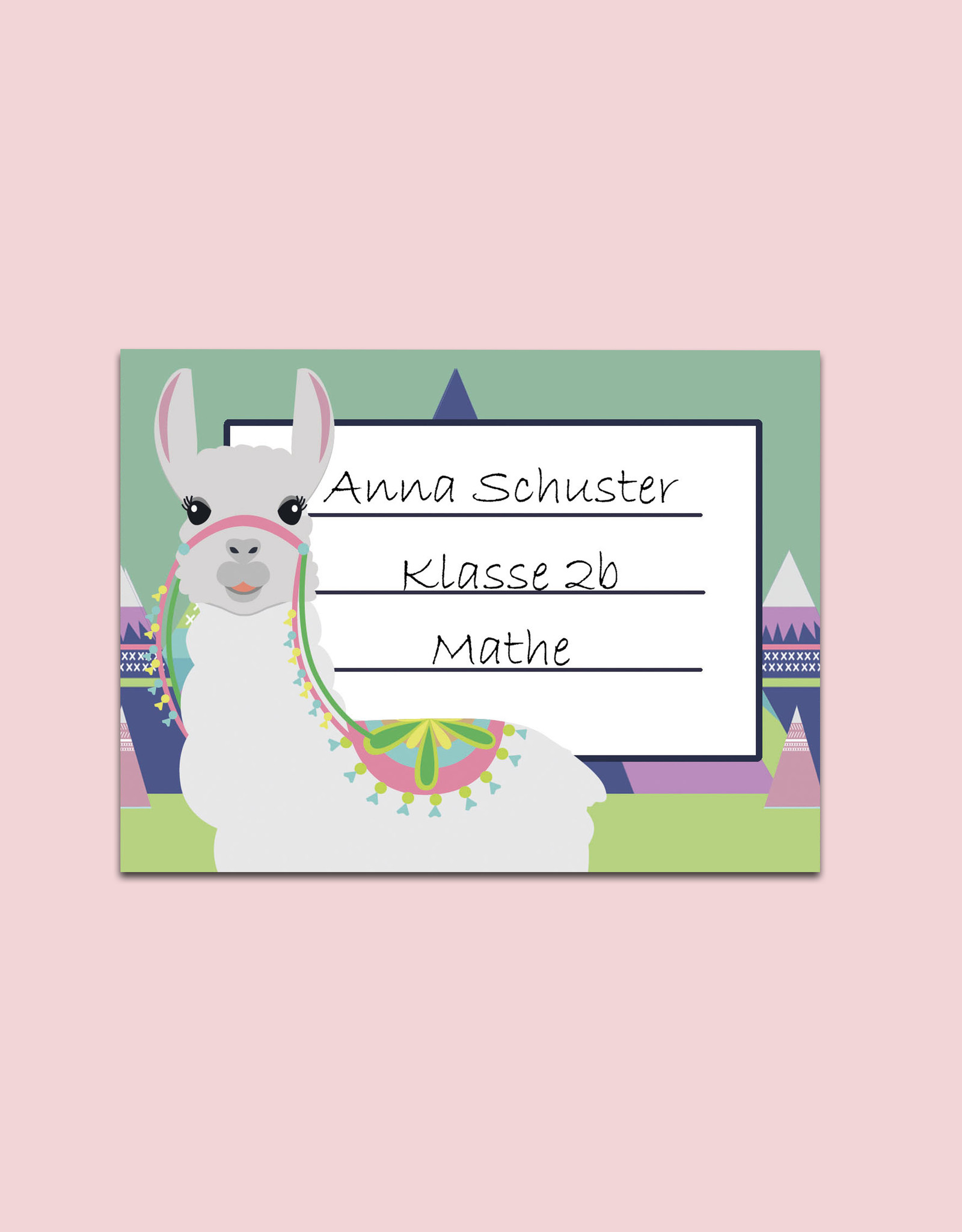 Buchetiketten 20 Stück Lama, Namensaufkleber Schule