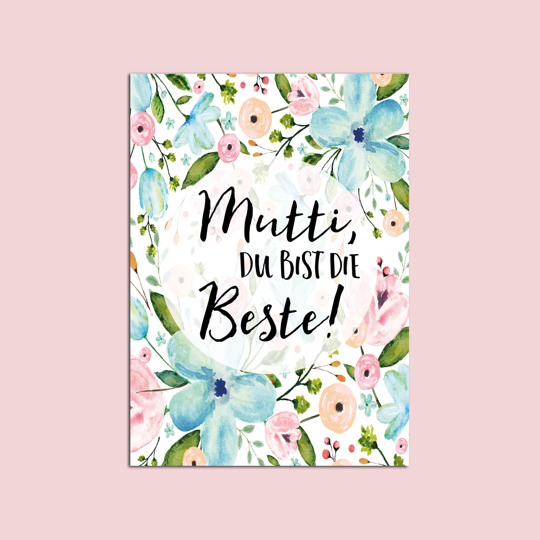 Postkarte Geburtstag Blumen Aquarell