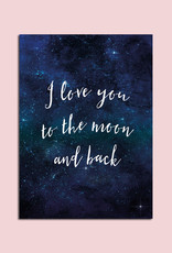 Postkarte Valentinstag "I love you to the moon and back"