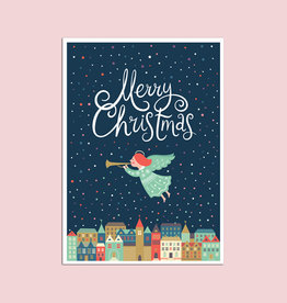 Postkarte "Über der Stadt Engel", Weihnachtskarte