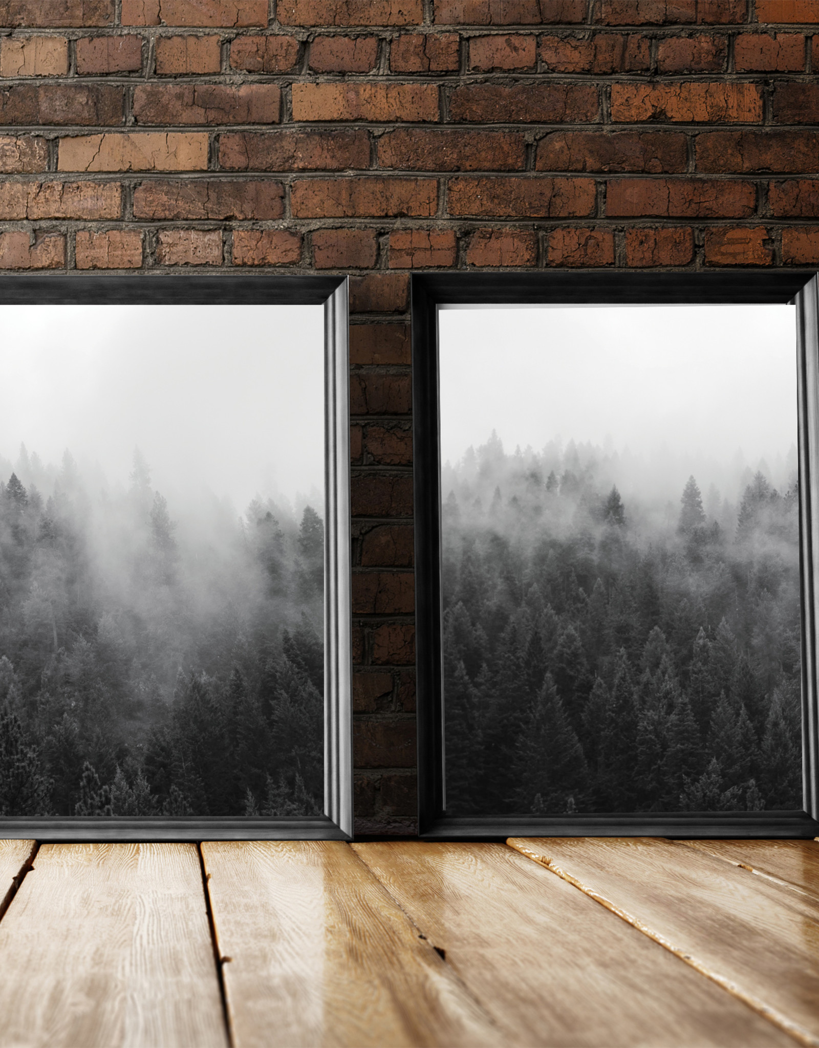 Poster Set Wald Nebel, 2er Set Poster A3