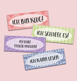 Lesezeichen Glaubenssätze für Kinder 4er Set, Wende-Lesezeichen Affirmationen