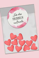50 Sticker "Für das Kribbeln im Bauch!" AQUARELL ROSA rund