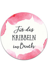50 Sticker "Für das Kribbeln im Bauch!" AQUARELL ROSA rund
