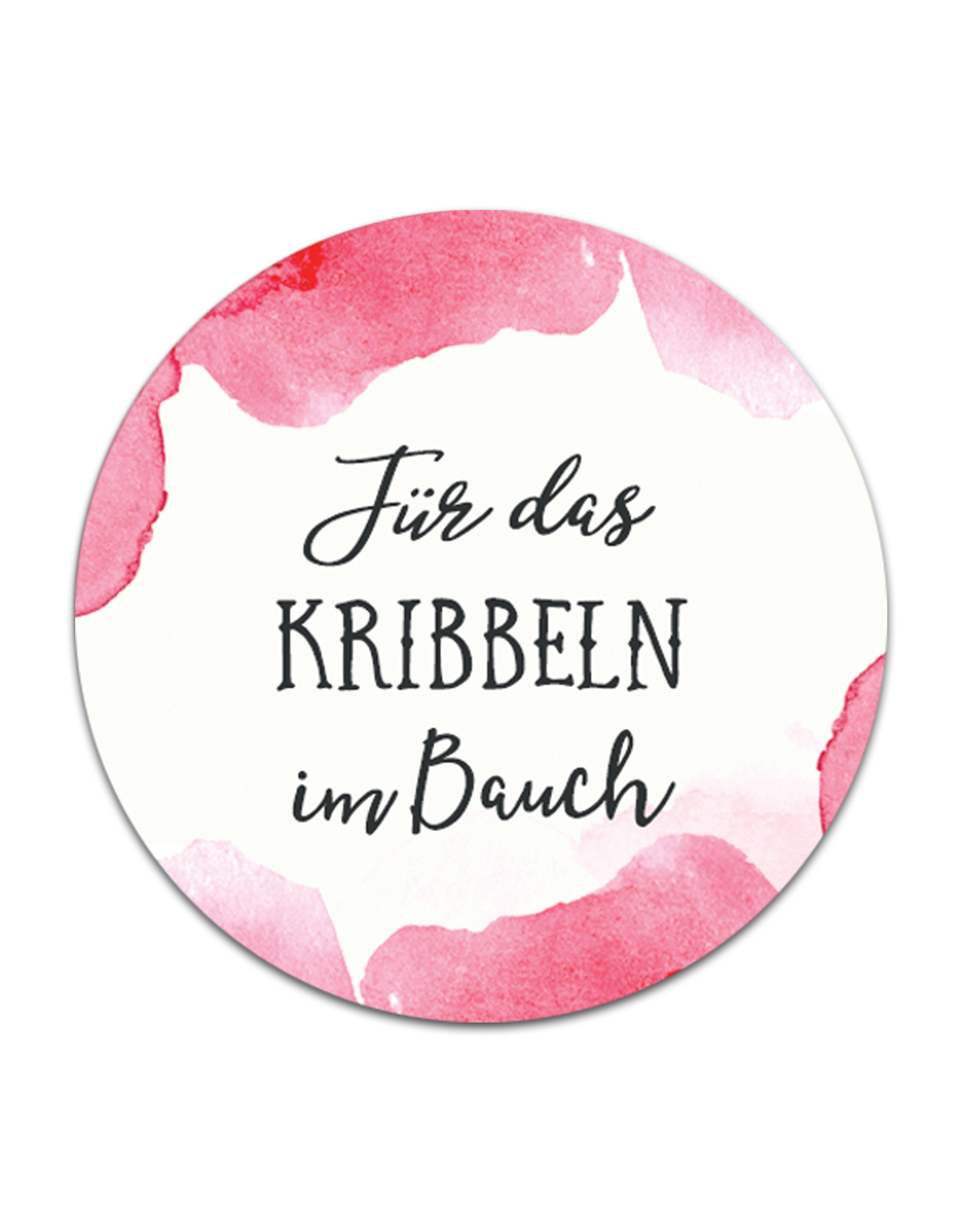 50 Sticker "Für das Kribbeln im Bauch!" AQUARELL ROSA rund