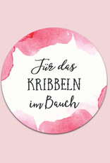 50 Sticker "Für das Kribbeln im Bauch!" AQUARELL ROSA rund
