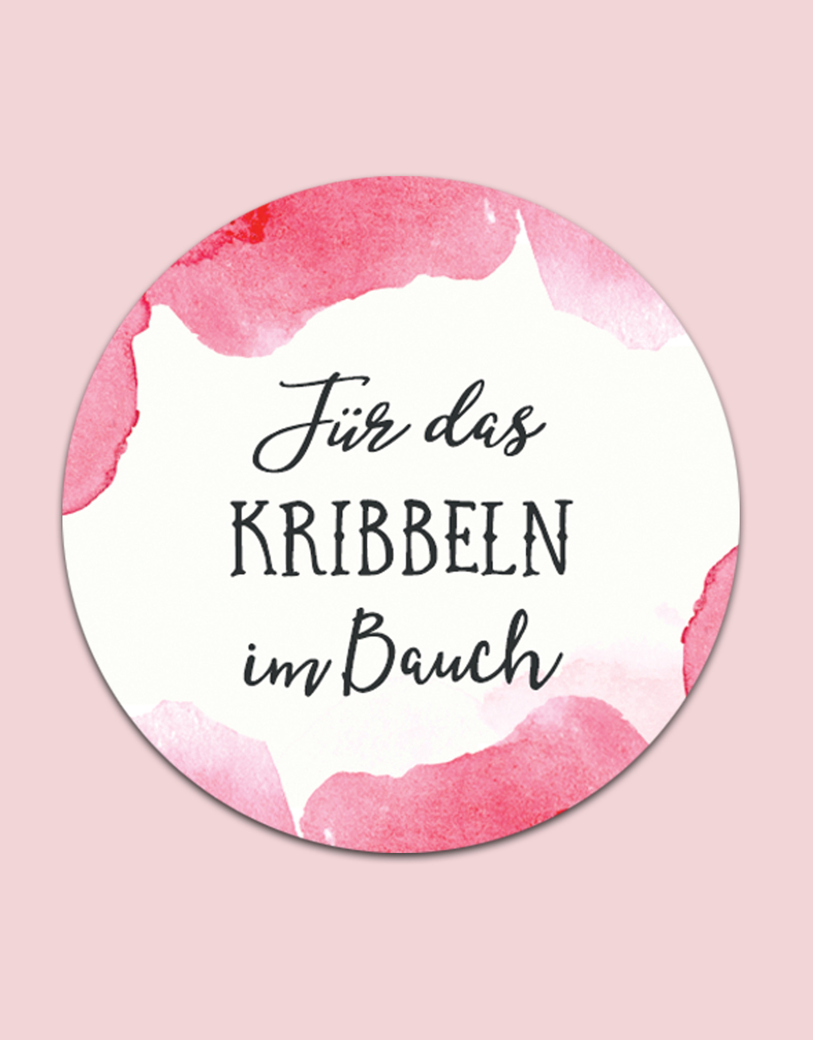 50 Sticker "Für das Kribbeln im Bauch!" AQUARELL ROSA rund